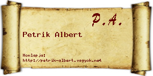 Petrik Albert névjegykártya